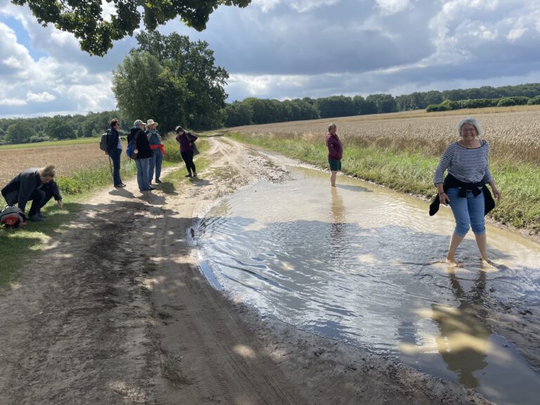 Resilienztraining an einer Wasserpfütze